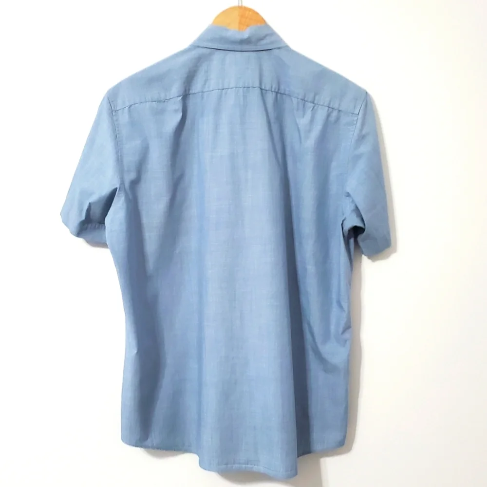 J. Crew Cotton Chambray Short Sleeve Button Down Shirt Mens Medium